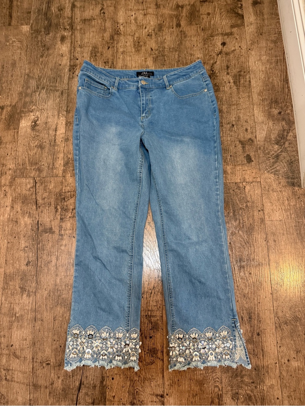 Midnight Velvet Light Blue Embroidered Flare Jeans